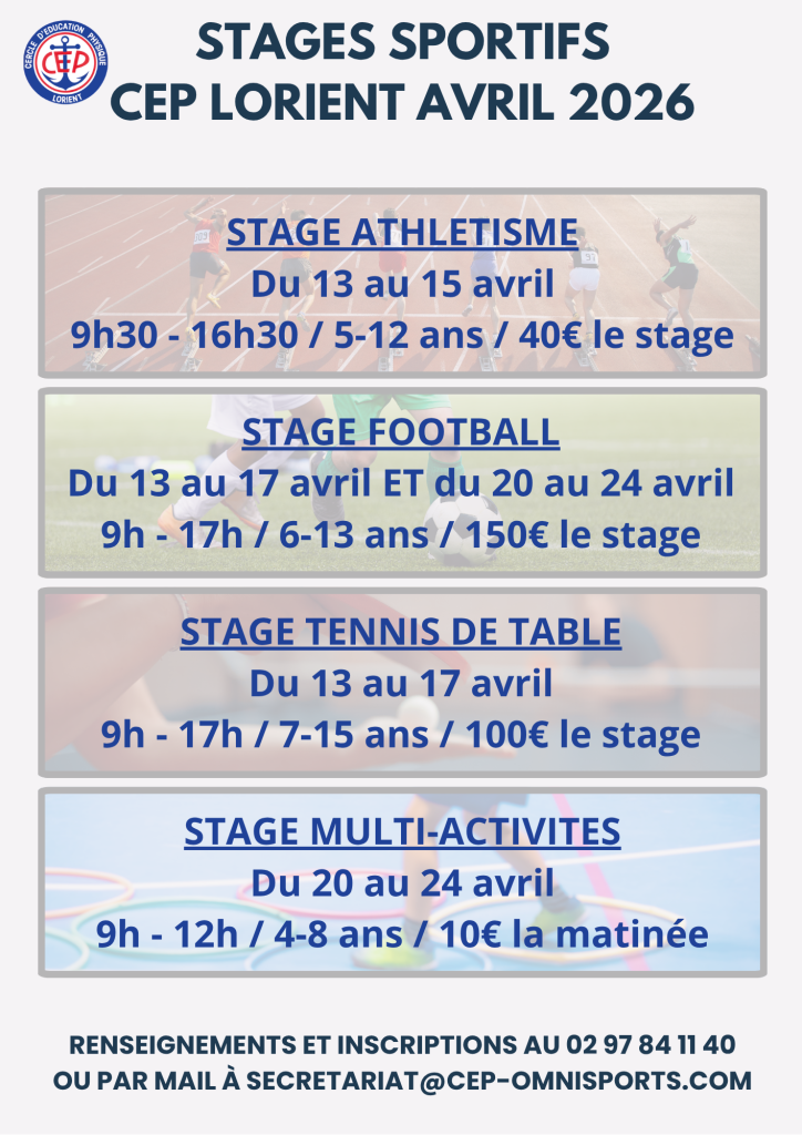 stage paques cep lorient omnisports 2026